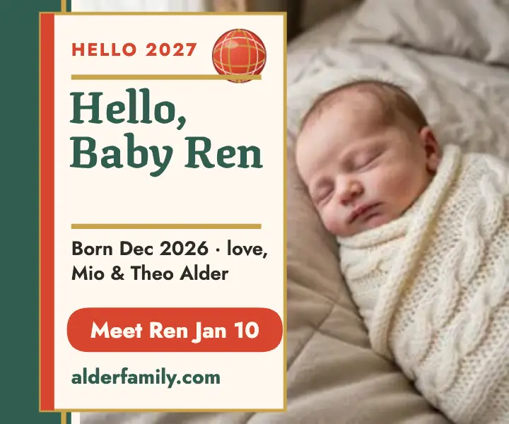 Baby Ren new year announcement ad template