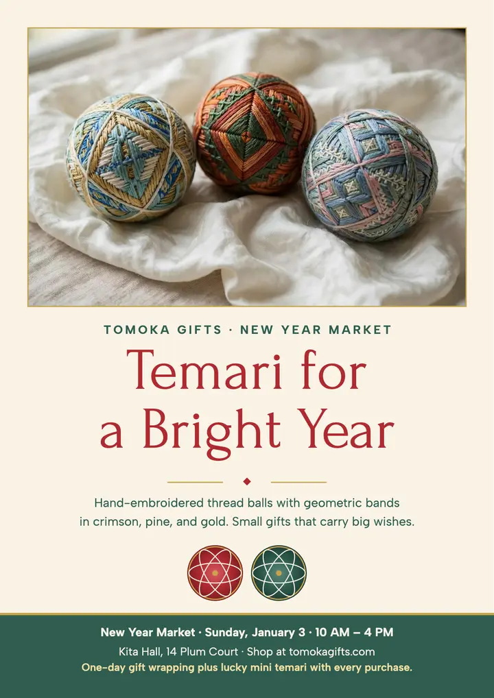 Tomoka temari New Year flyer template