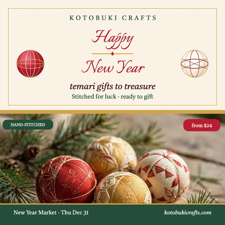 Kotobuki Crafts New Year temari gift post: new year gift post template