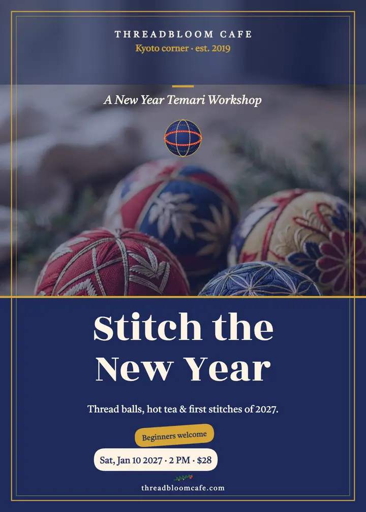 Threadbloom New Year temari invitation template
