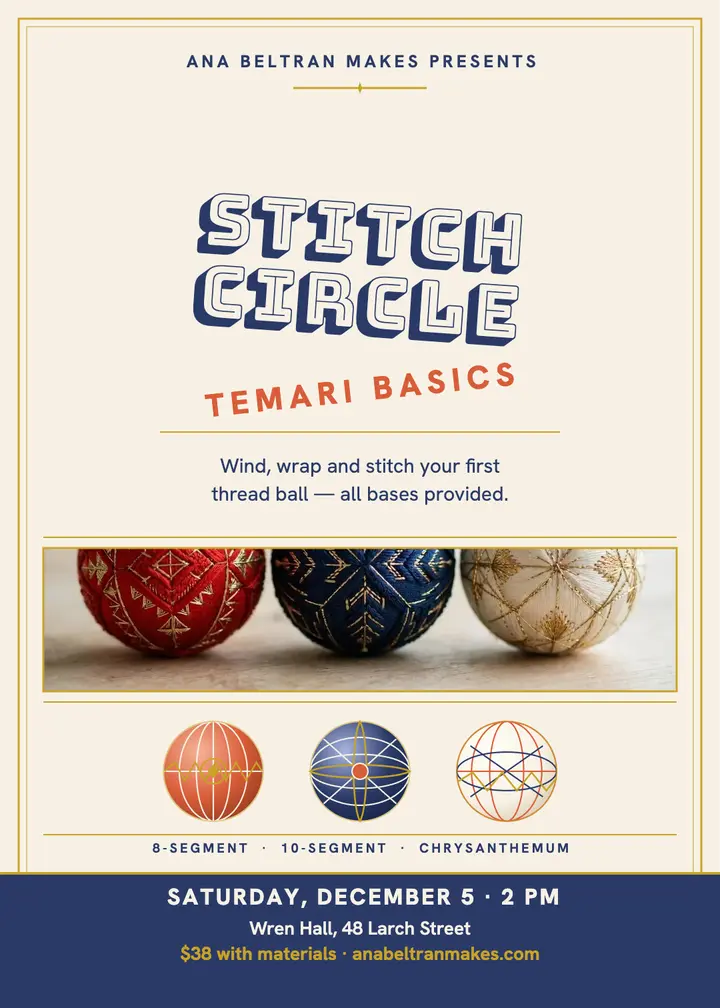 Stitch Circle temari workshop invitation template