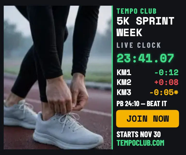 Tempo Club 5K Sprint Week challenge ad template