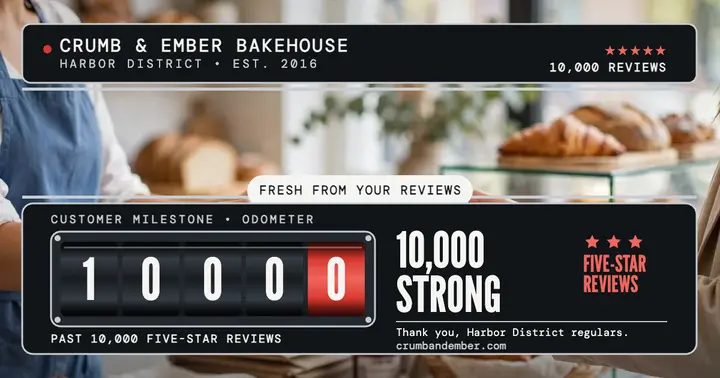 Bakery 10,000 reviews counter post template
