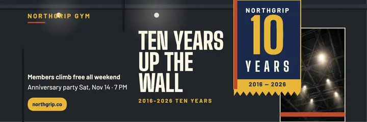 Northgrip Gym ten year rafter banner template