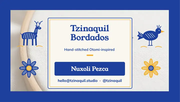 Tzinaquil Bordados embroidery studio business card template