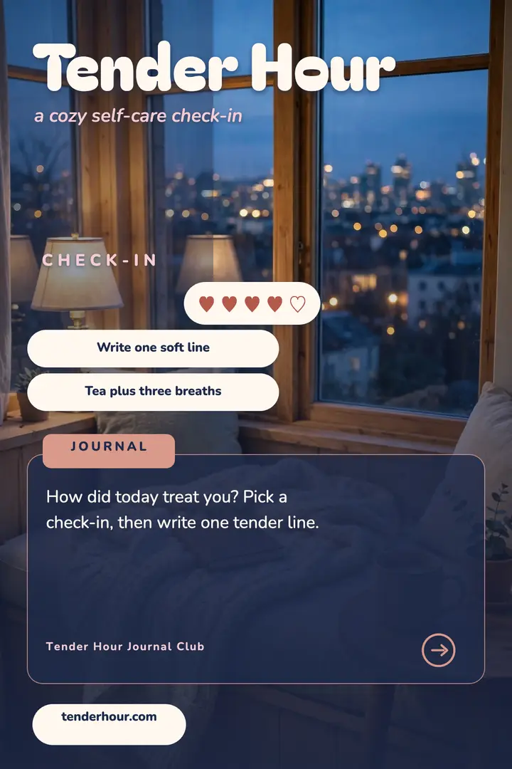 Tender Hour self-care check-in poster template