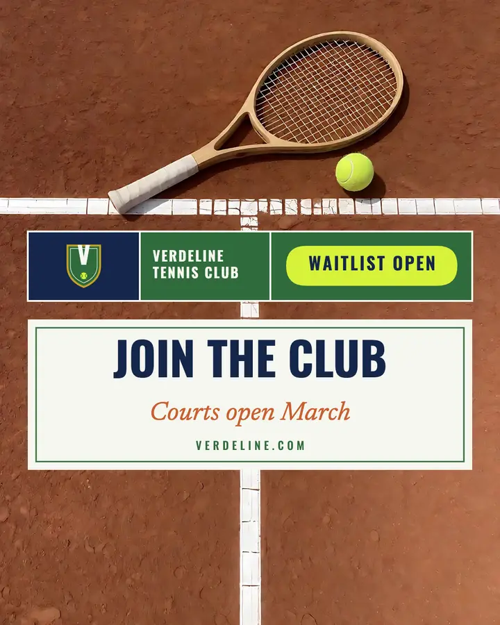 Verdeline Tennis Club courts post, tenniscore template