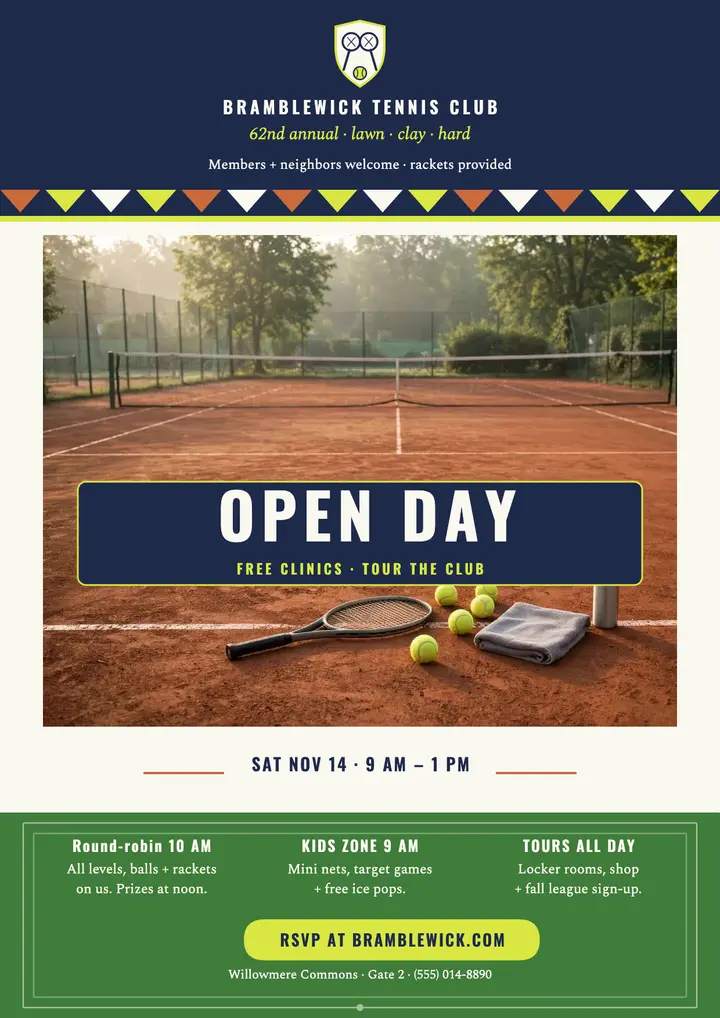 Bramblewick tennis open day flyer template