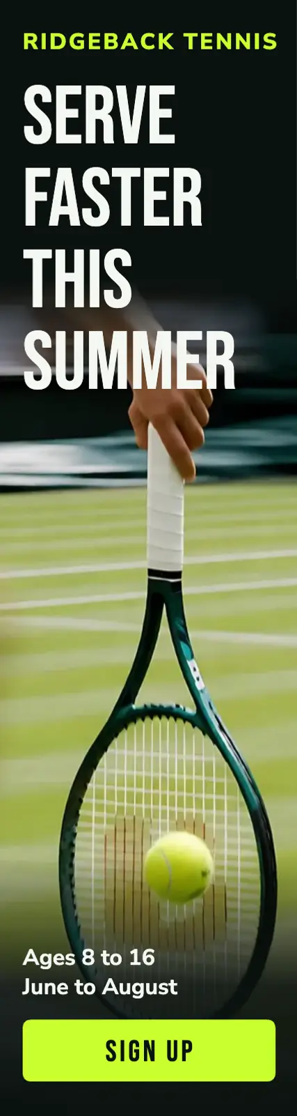 Ridgeback tennis summer camp motion blur ad template