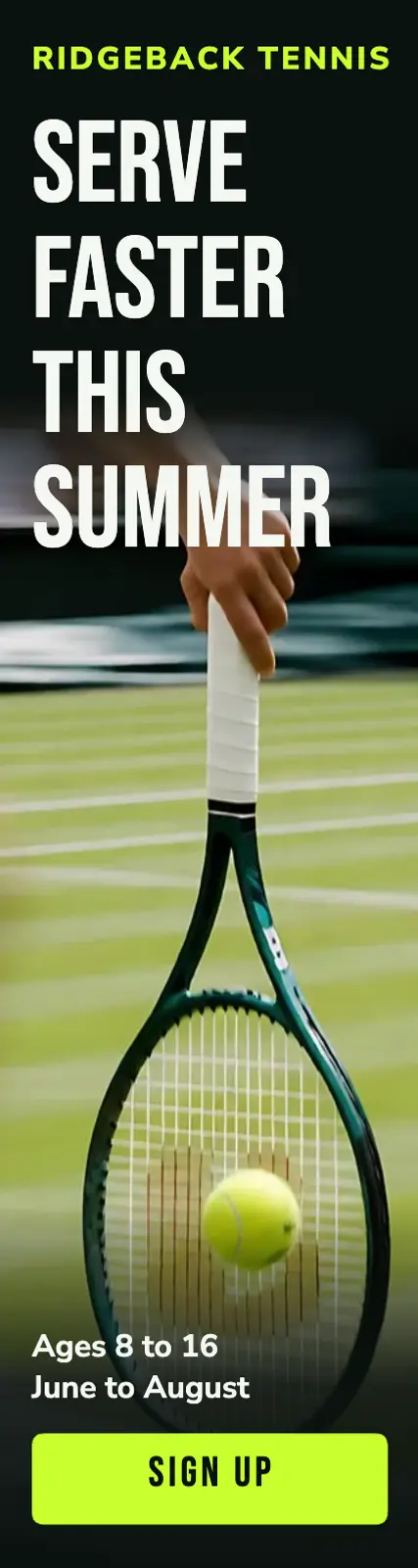 Ridgeback tennis summer camp motion blur ad template