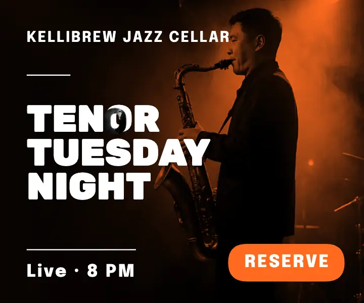 Tenor Tuesday live jazz night rectangle ad template