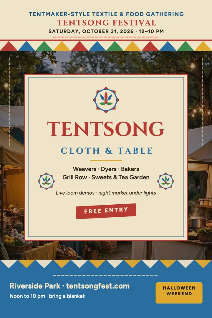 Tentsong textile and food festival poster template