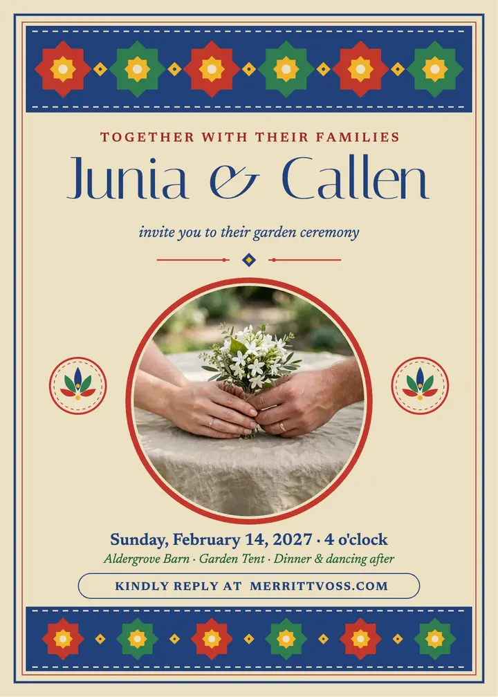 Merritt Voss garden ceremony applique invite template