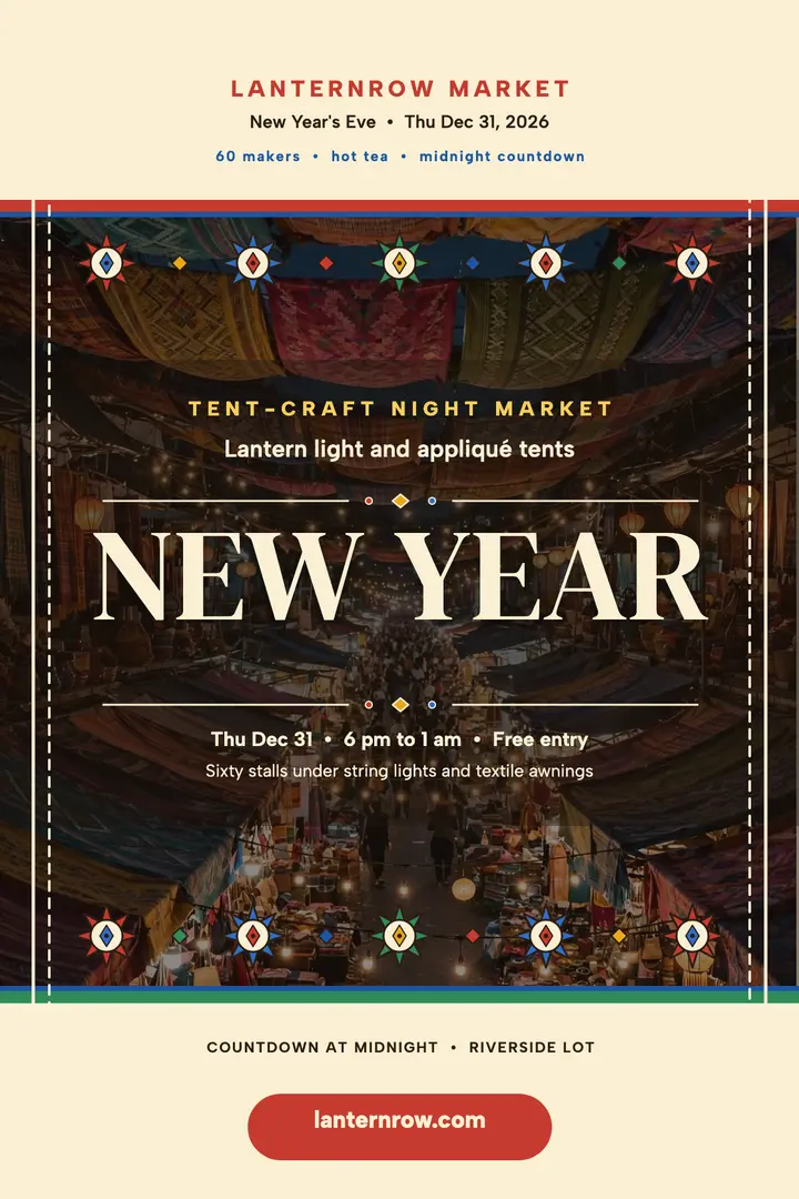 Lanternrow New Year night market poster template