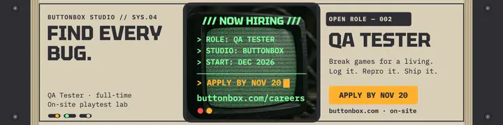 Buttonbox Studio QA hire terminal banner template