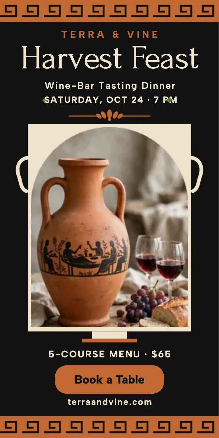 Terra and Vine harvest feast half-page ad template