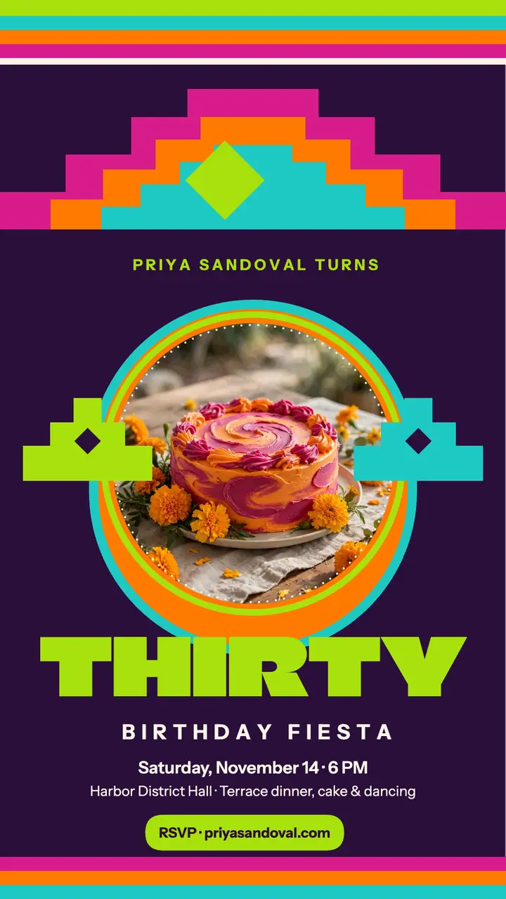 Priya's 30th terrace fiesta story template