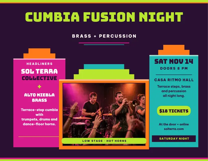 Terrace cumbia fusion night flyer template