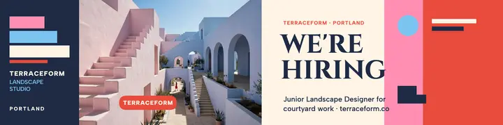 Terraceform hiring banner, courtyard studio template