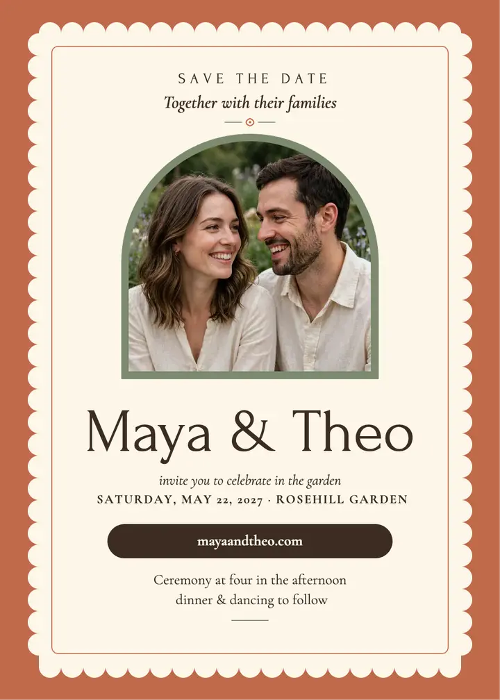 Maya and Theo terracotta garden invitation template