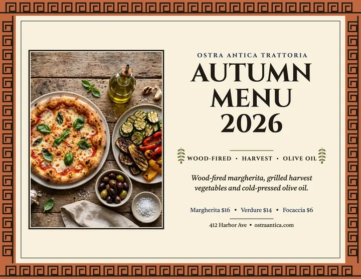 Ostra Antica autumn menu flyer template