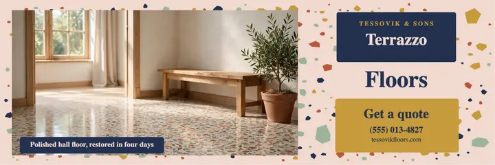 Tessovik & Sons terrazzo floors X header: terrazzo floor installer header template