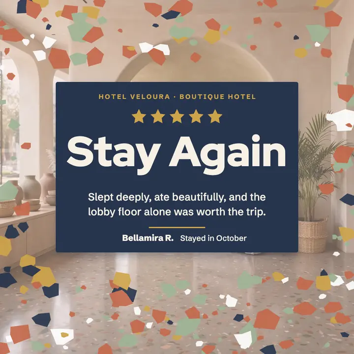 Boutique hotel five-star review, terrazzo template