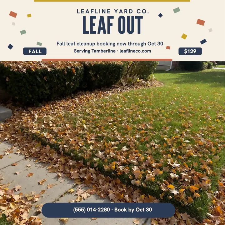 Leafline fall leaf cleanup booking card template