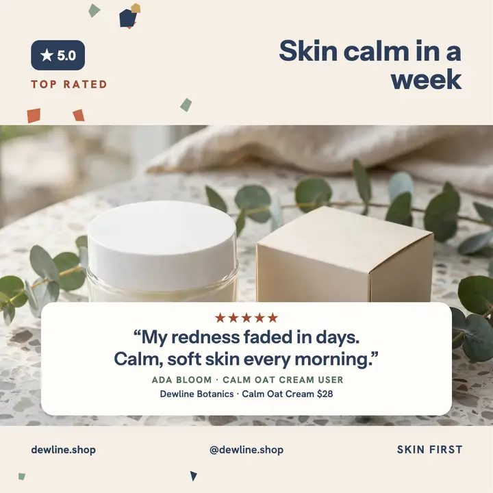 Dewline calm skin testimonial post template