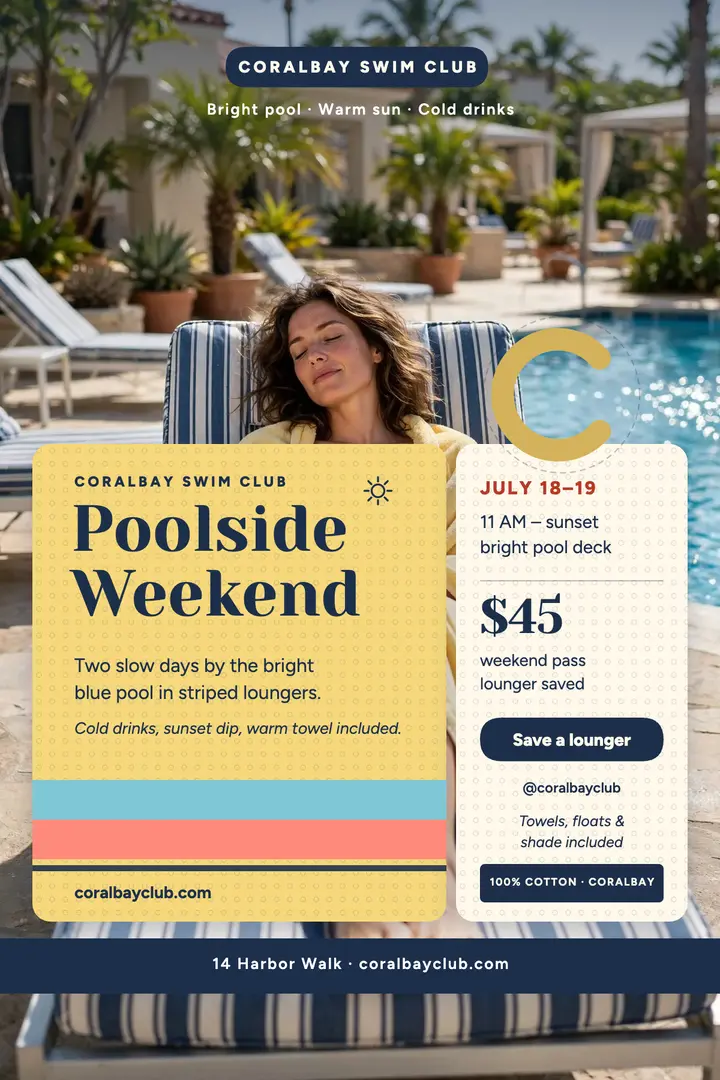 Coralbay poolside weekend terry poster template