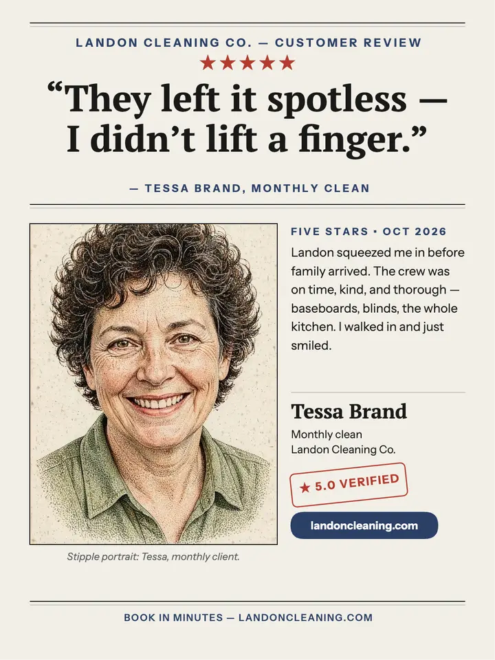 Tessa five star cleaning review portrait template