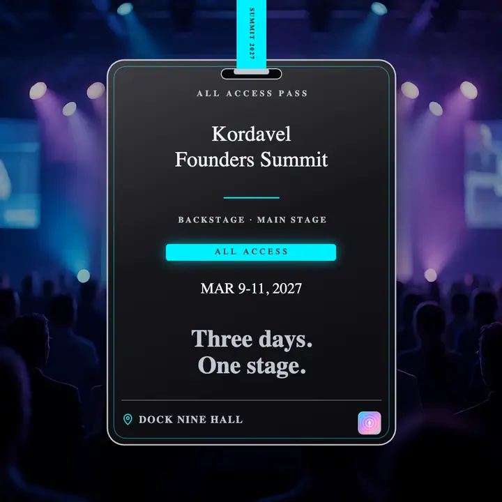 Kordavel Founders Summit backstage pass post template