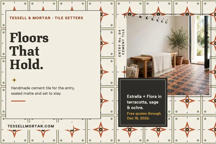 Tessell and Mortar cement tile postcard template