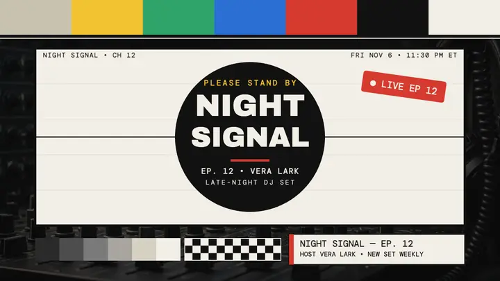 Night Signal DJ livestream test card thumbnail template