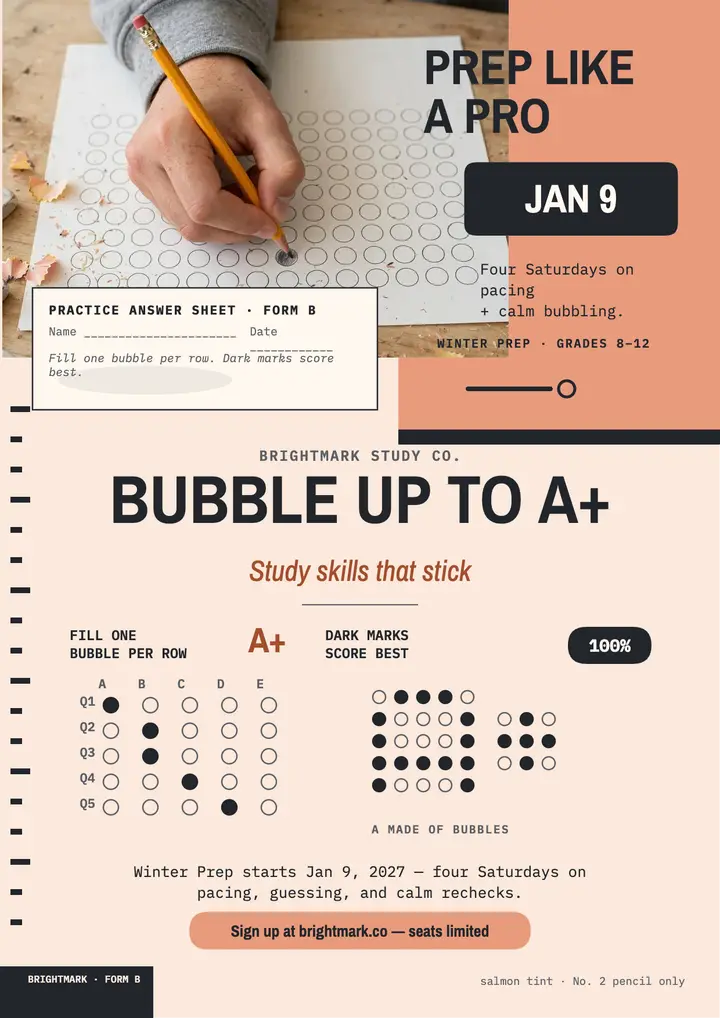 Brightmark test prep bubble sheet flyer template