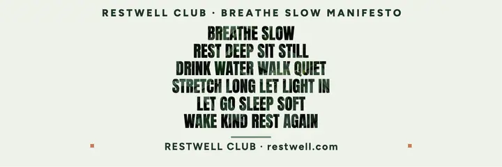 Restwell Club breathe slow manifesto header template