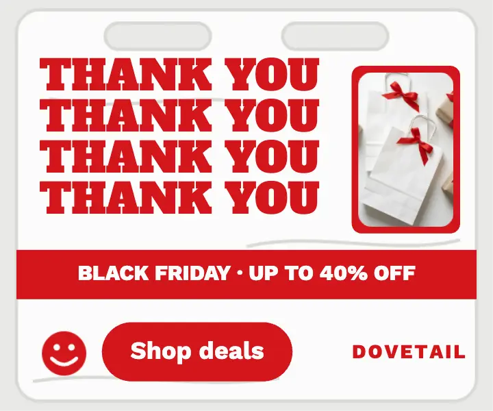 Dovetail Goods Black Friday thank you ad: black friday thank you display ad template
