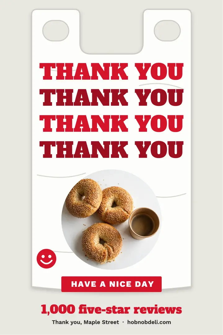 Hobnob Deli thank you bag poster template