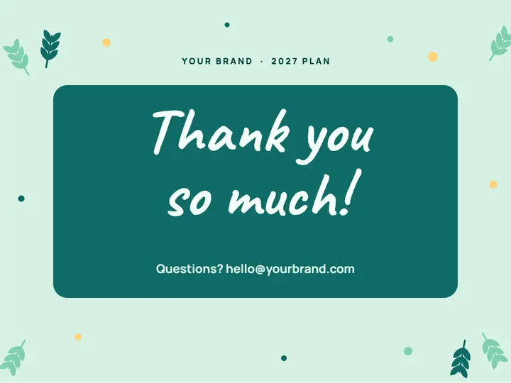 Mint and teal thank you closing slide template
