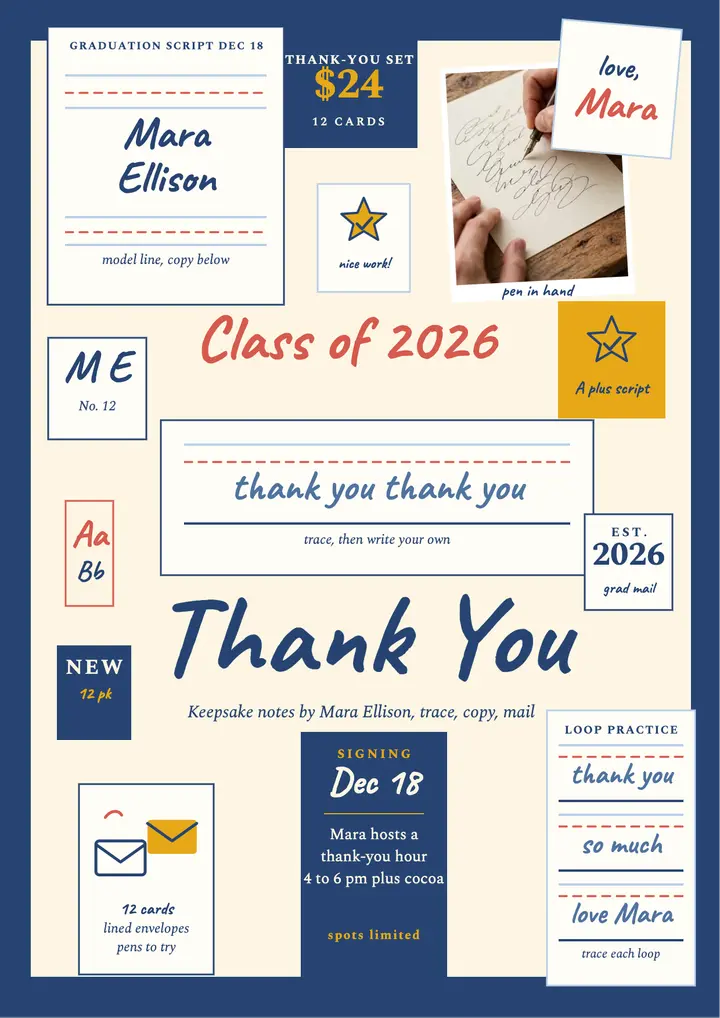 Mara Ellison graduation thank-you script flyer template