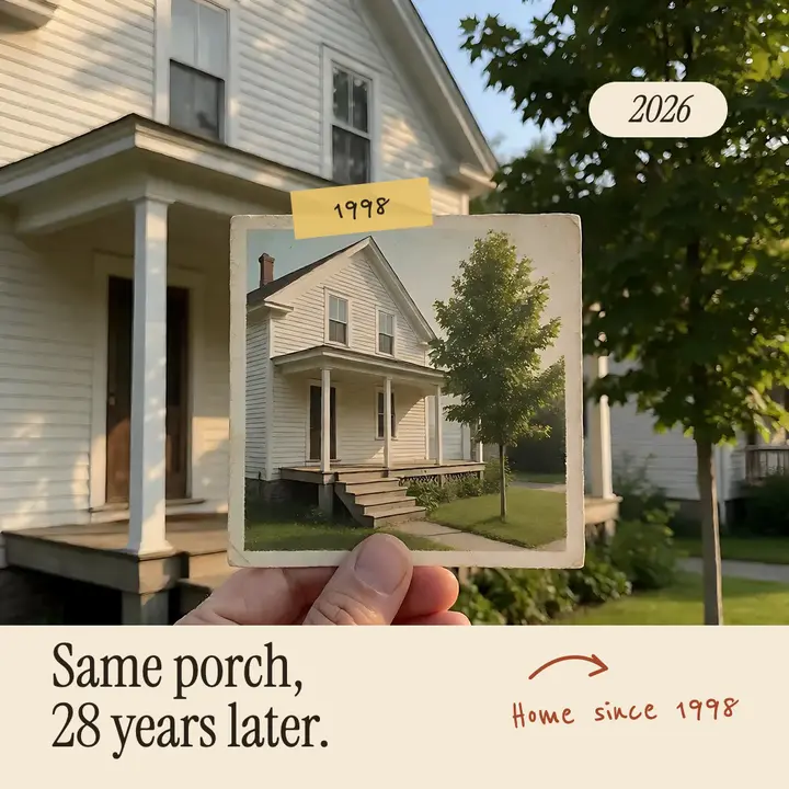Same porch 28 years later post template