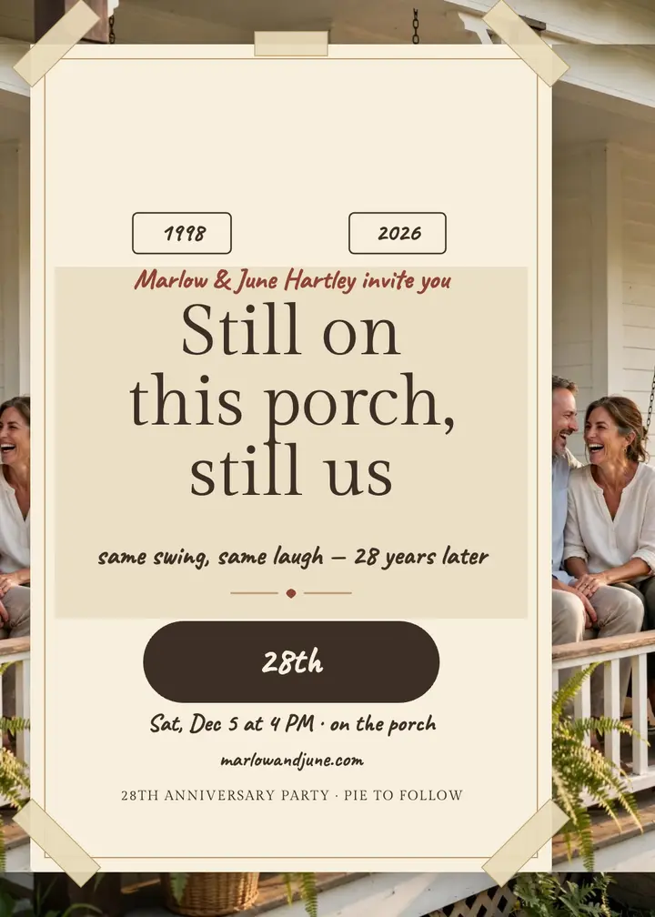 Marlow and June porch anniversary invitation template