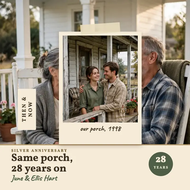 June and Ellis silver anniversary porch post template