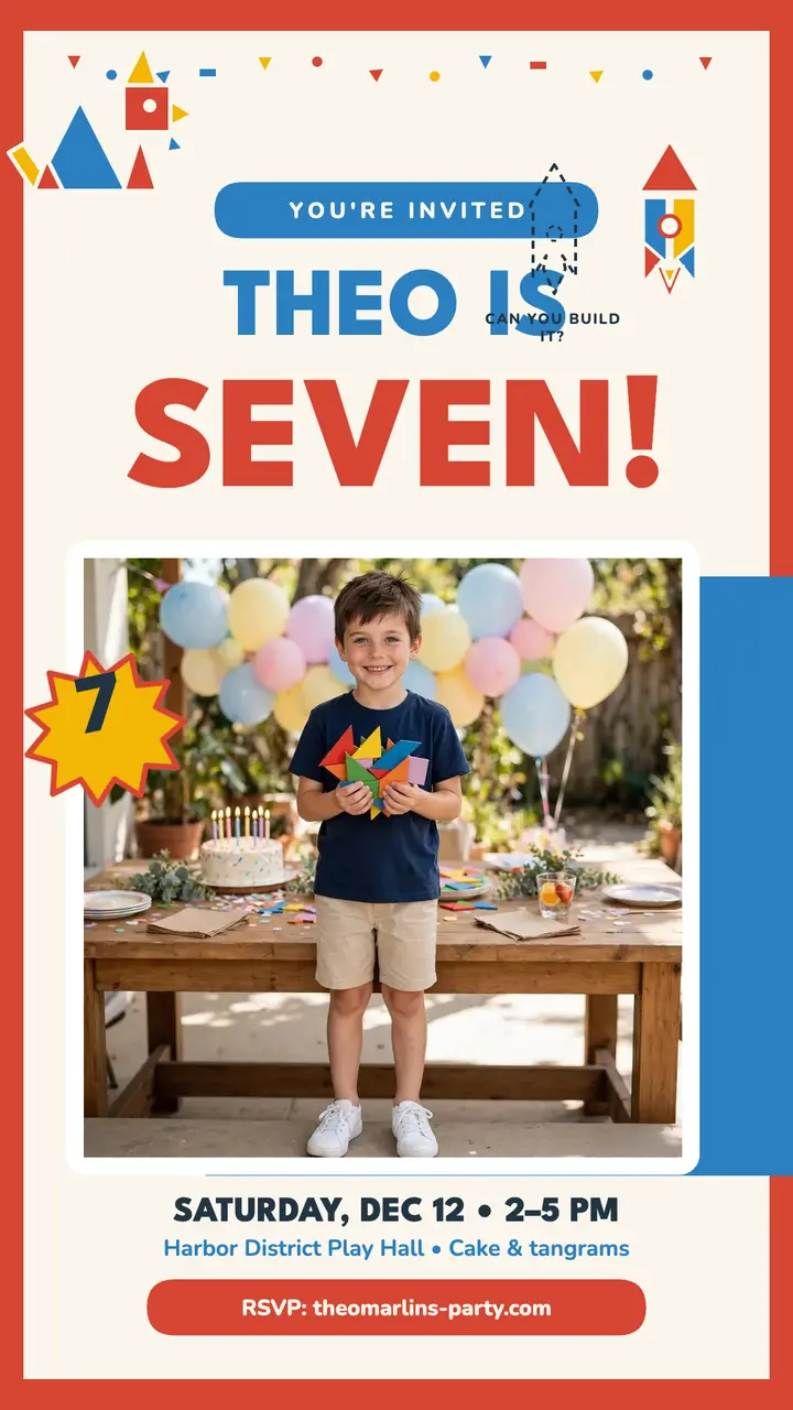 Theo tangram birthday story template