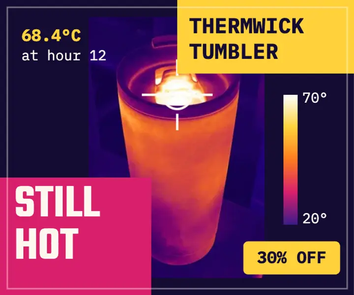 Insulated tumbler sale ad, thermal heatmap template
