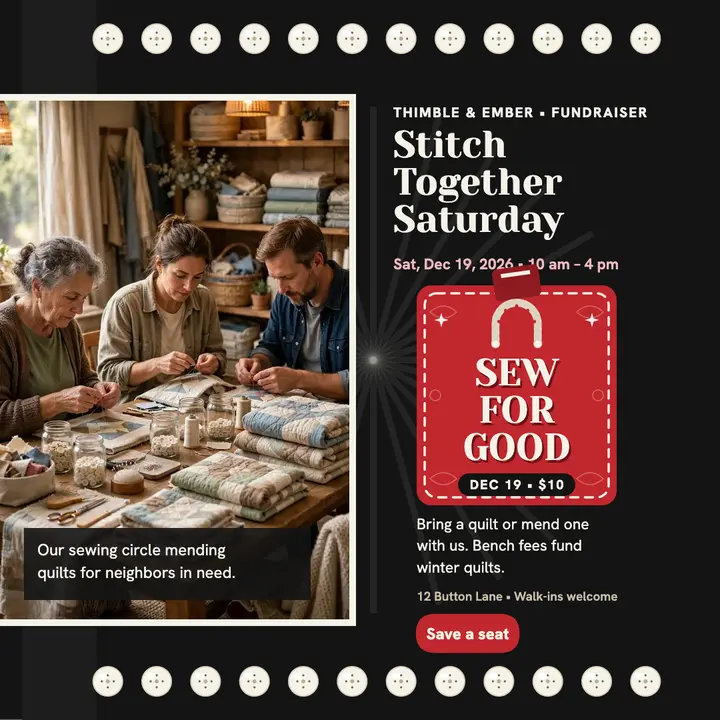 Thimble and Ember stitch fundraiser post template