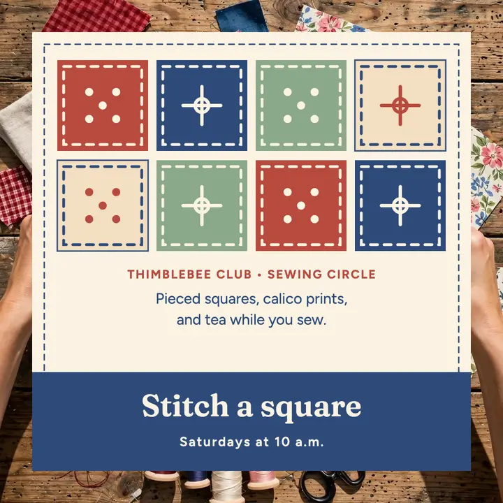 Thimblebee sewing circle quilt squares post template