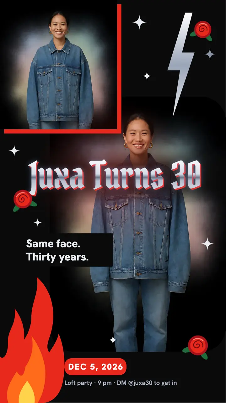 Juxa turns 30 bootleg tee birthday story template