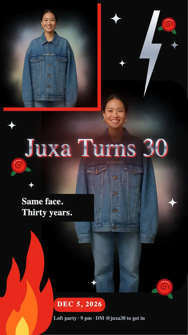 Juxa turns 30 bootleg tee birthday story template