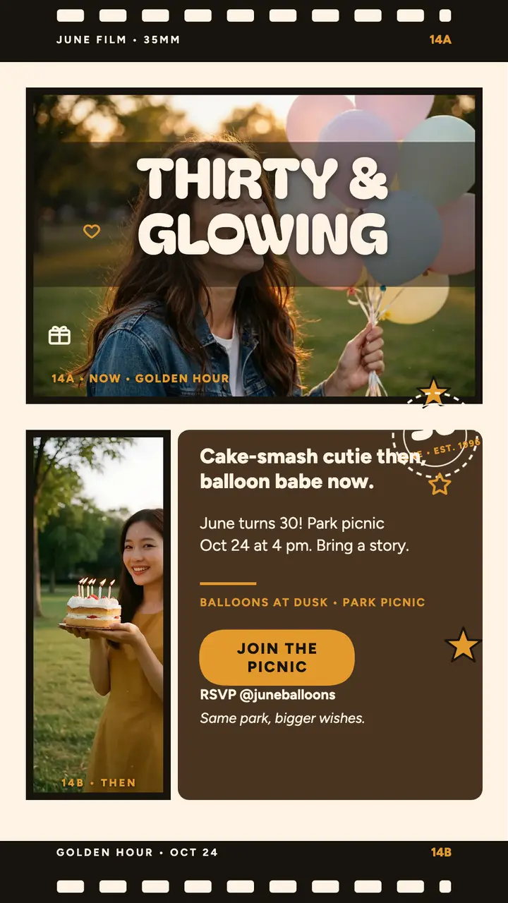 June thirty and glowing film story template